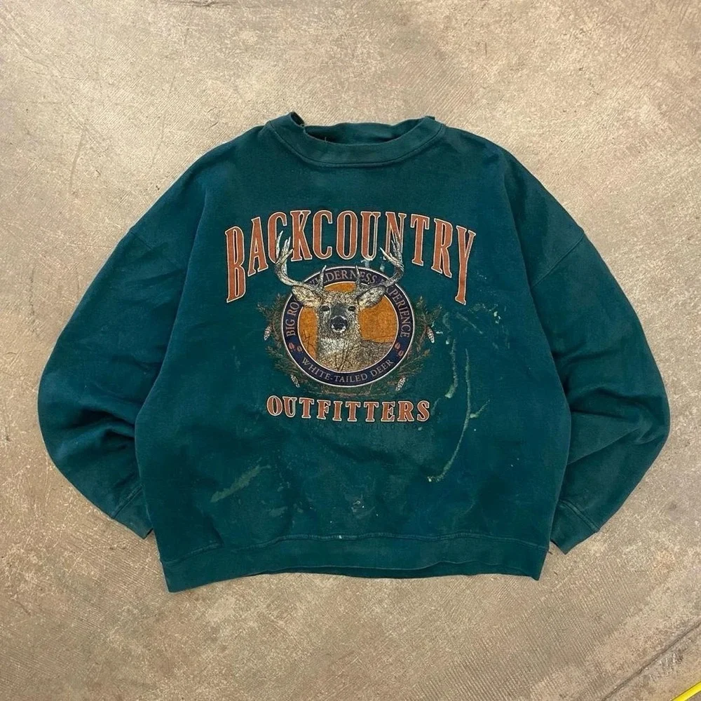 Vintage 90s Backcountry Outfitters Deer Nature Outdoors Hunting Crewneck Size XL